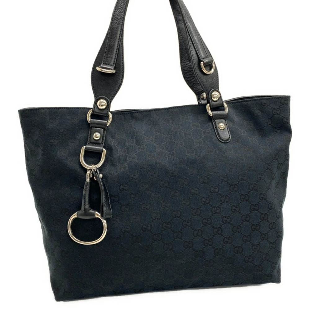 Gucci Icon Bit Shoulder Tote Bag GG Canvas Jacquard Black